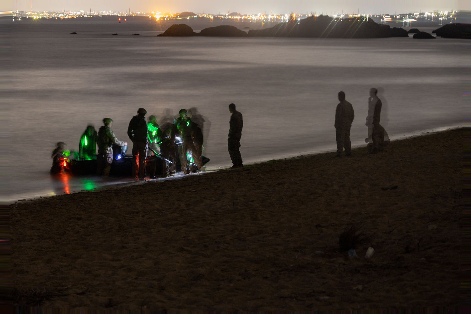 Evening military training exercises
