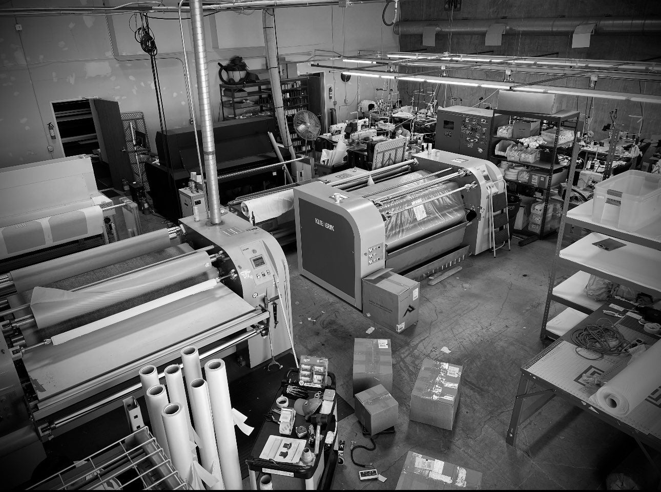 Custom apparel decoration machines in factory