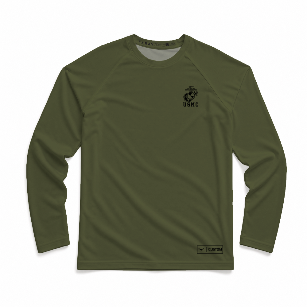 2nd Battalion, 6th Marines, Weapons Company, 81mm Platoon Gen.1 Long Range Performance Tee, Long Sleeve, OD Green