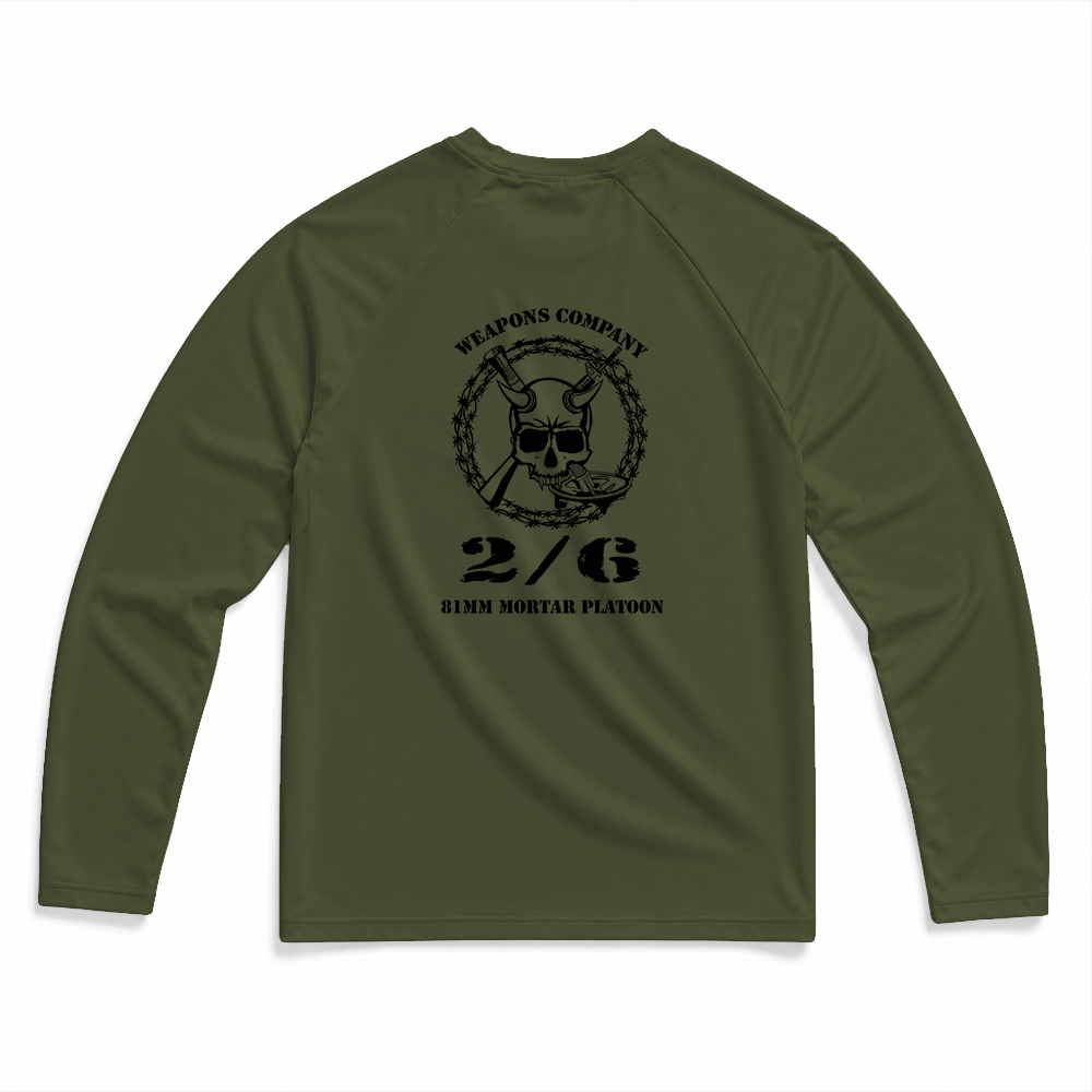 2nd Battalion, 6th Marines, Weapons Company, 81mm Platoon Gen.1 MaxDri Performance Tee, Long Sleeve, OD Green