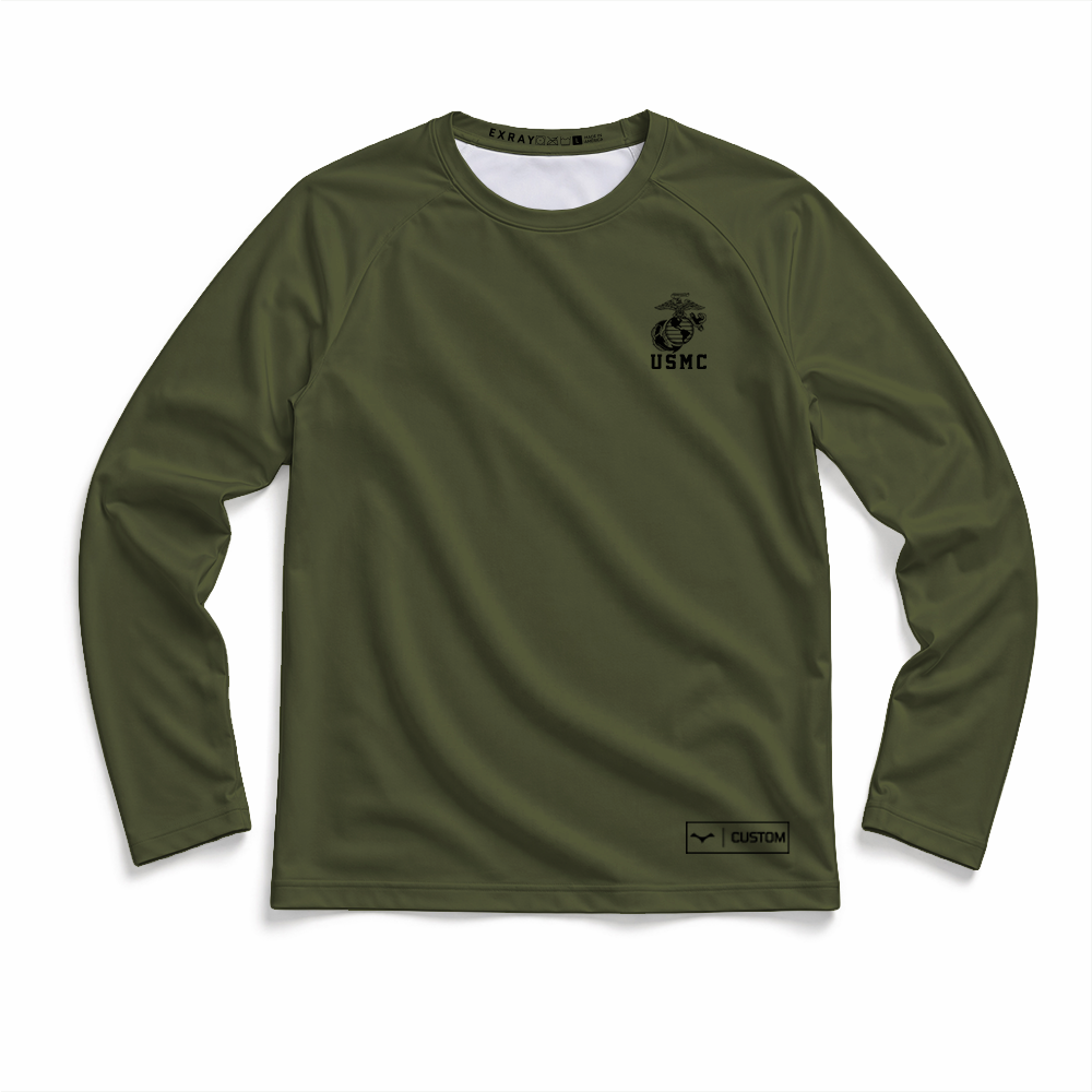 2nd Battalion, 6th Marines, Weapons Company, 81mm Platoon Gen.1 MaxDri Performance Tee, Long Sleeve, OD Green
