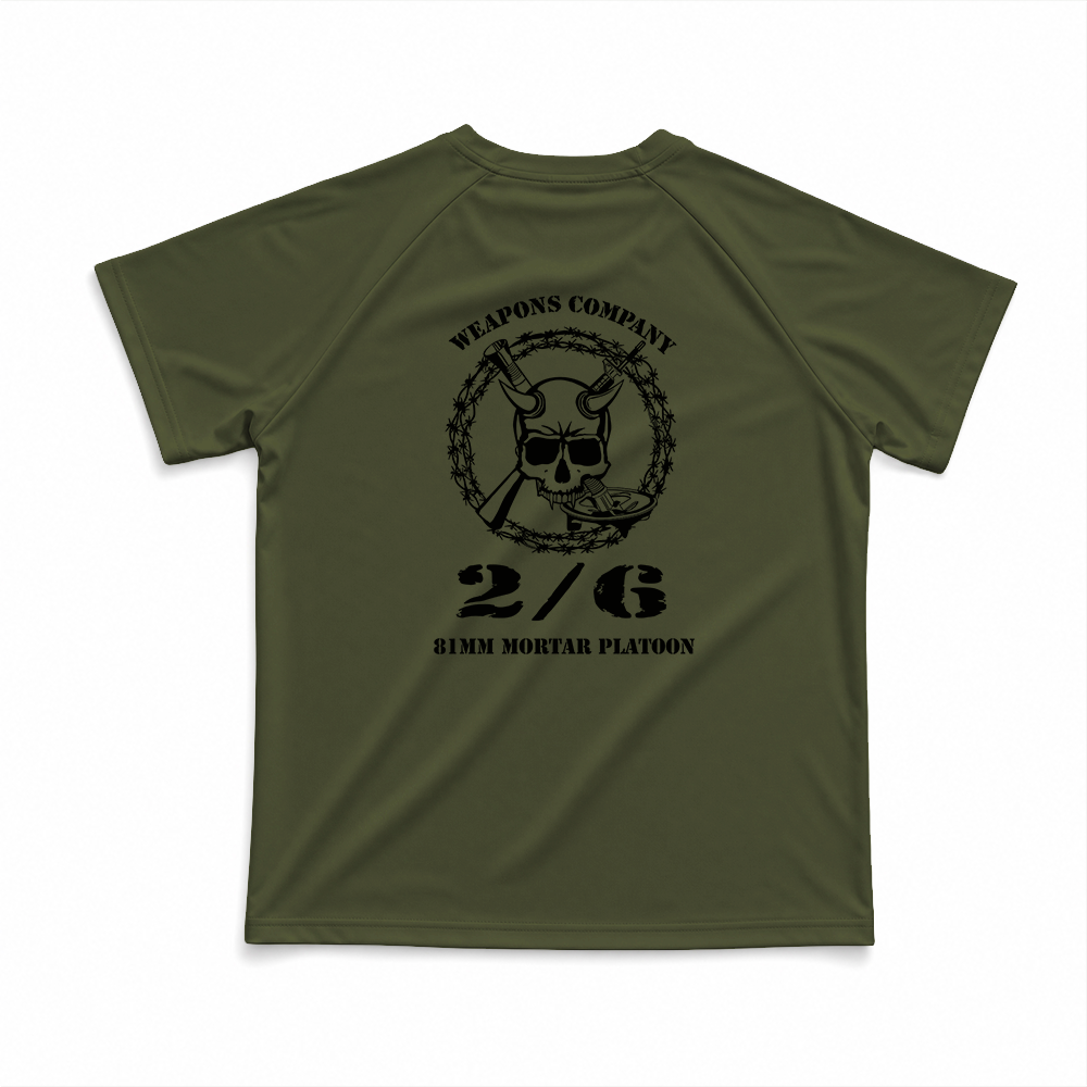2nd Battalion, 6th Marines, Weapons Company, 81mm Platoon Gen.1 MaxDri Performance Tee, Short Sleeve, OD Green