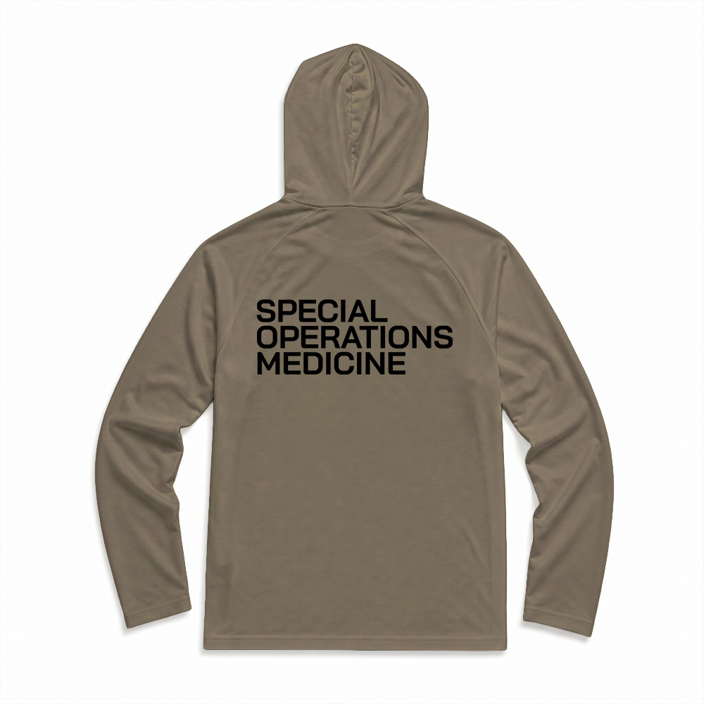 Special Operations Medicine (SOMED) SOM Gen.1 Long Range Performance Tee, Long Sleeve, Sun Hood, Tan 499