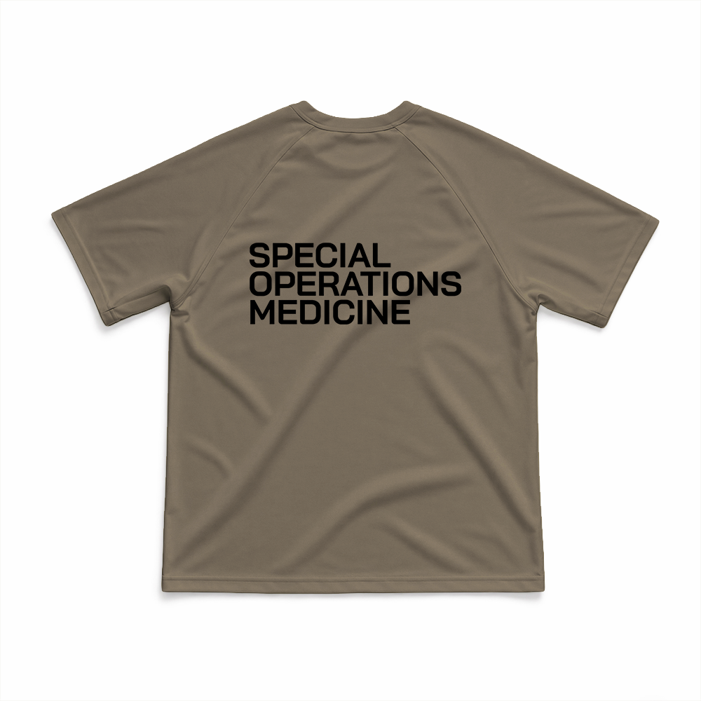 Special Operations Medicine (SOMED) SOM Gen.1 Long Range Performance Tee, Short Sleeve, Tan 499