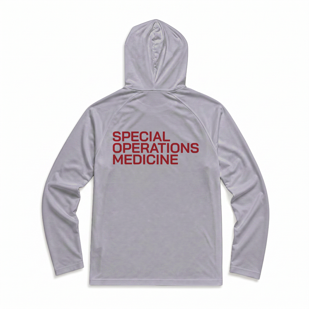 Special Operations Medicine (SOMED) SOM Gen.1 Long Range Performance Tee, Long Sleeve, Sun Hood, Grey