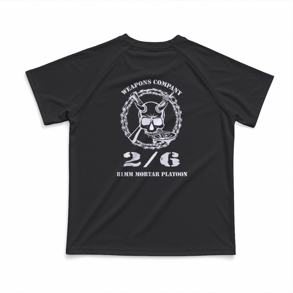 2nd Battalion, 6th Marines, Weapons Company, 81mm Platoon Gen.1 MaxDri Performance Tee, Short Sleeve, Black
