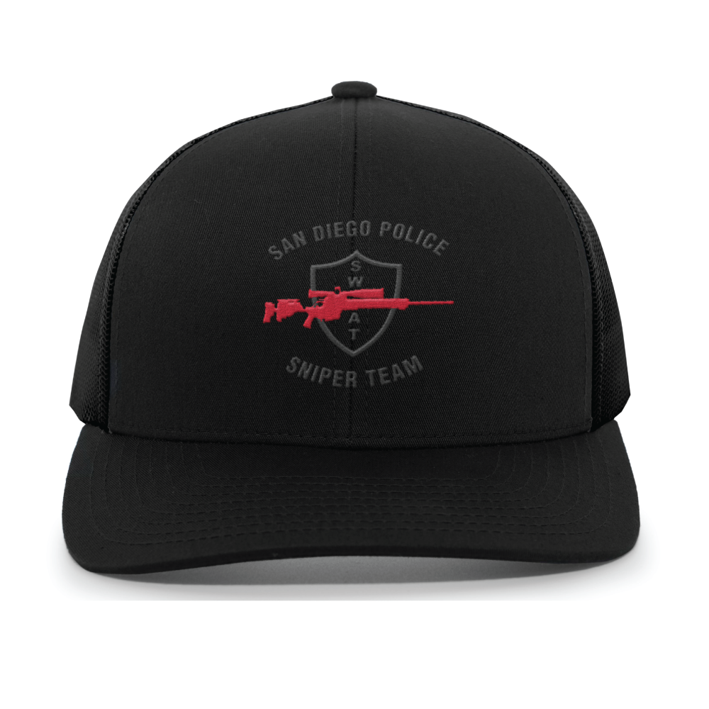 San Diego PD SWAT  Snapback Trucker Hat (104C), Black
