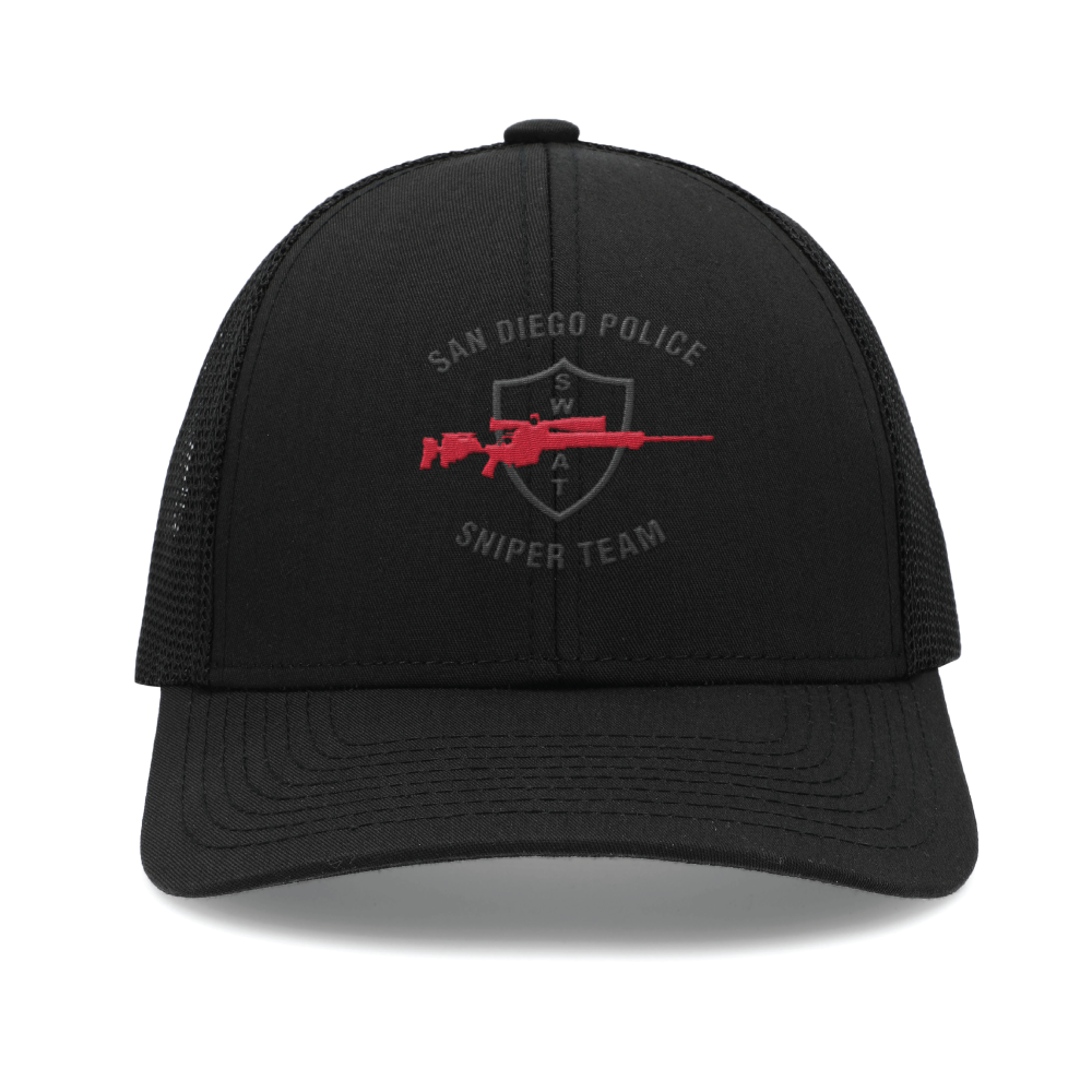San Diego PD SWAT  Low-Profile Snapback Trucker Hat (P114), Black