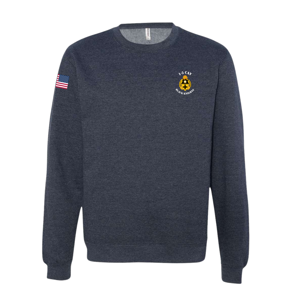 Dog Platoon, Reaper Company, 1-5 CAV  Midweight Cotton Fleece Crewneck (SS3000), Classic Navy Heather