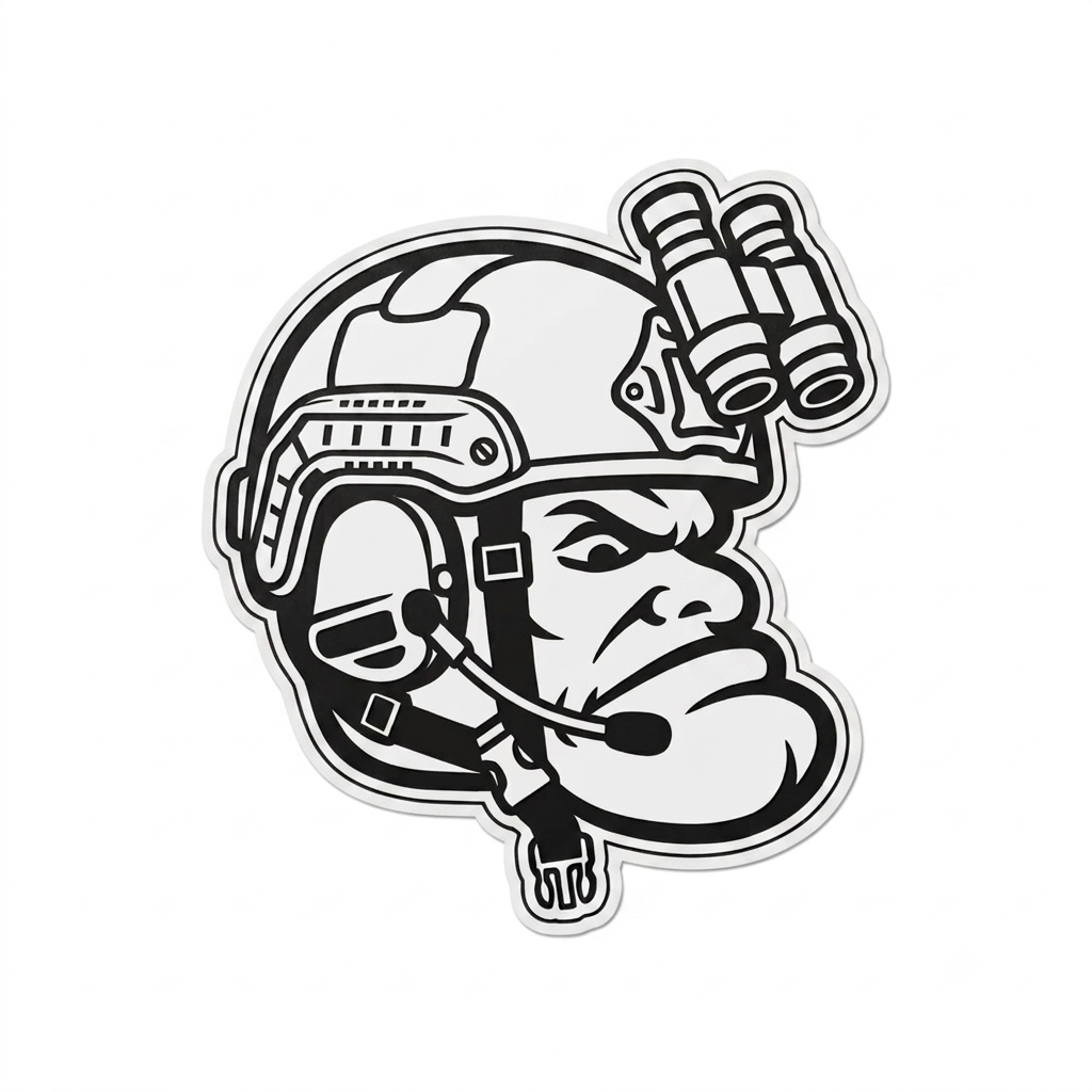 Ranger U Big Sarge Design 4" White Sticker, White