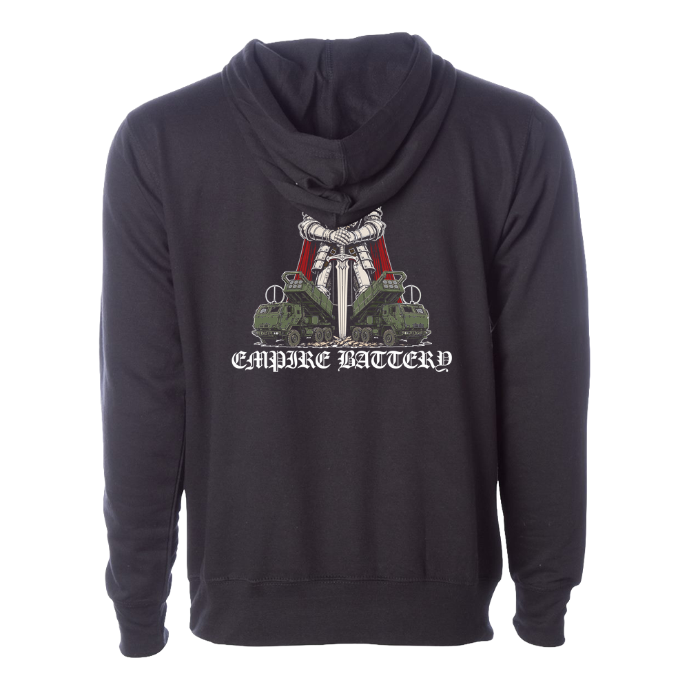 Battery E, 2nd Battalion, 10th Marines Alternate Design (Empire Battery) Midweight Cotton Fleece Hoodie (SS4500), Black