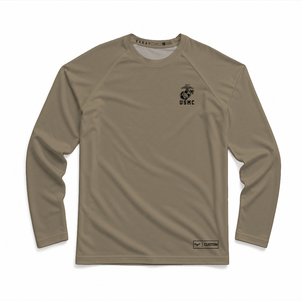 2nd Battalion, 6th Marines, Weapons Company, 81mm Platoon Gen.1 Long Range Performance Tee, Long Sleeve, Tan 499