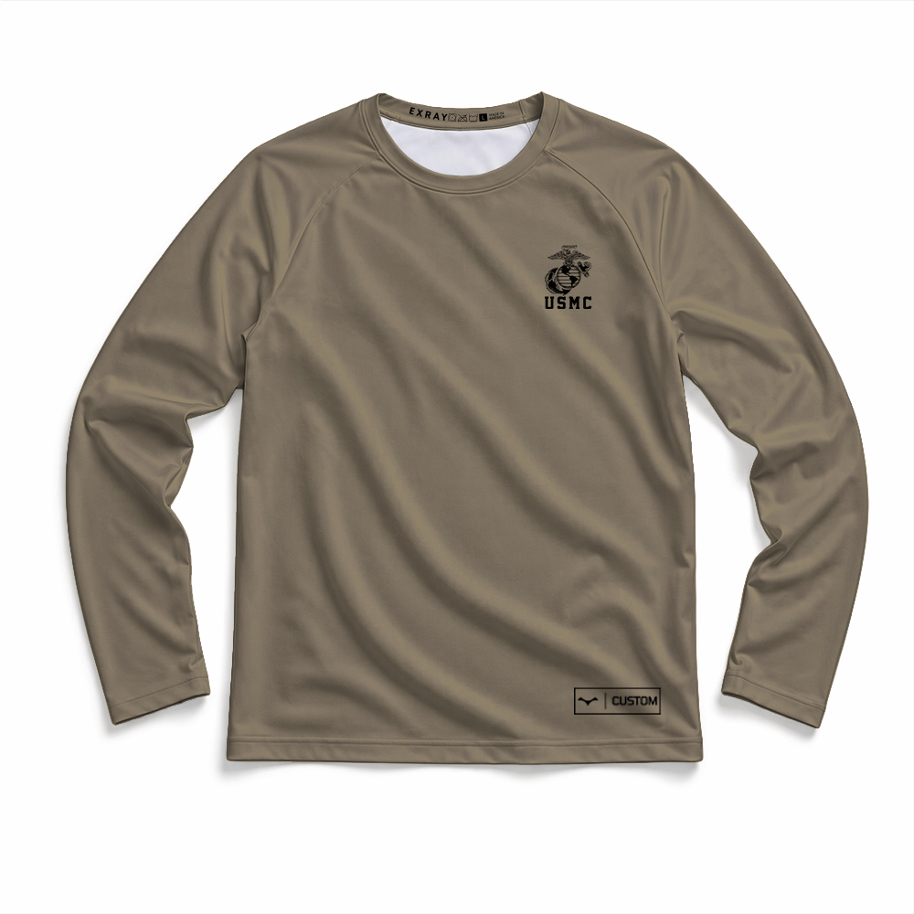 2nd Battalion, 6th Marines, Weapons Company, 81mm Platoon Gen.1 MaxDri Performance Tee, Long Sleeve, Tan 499