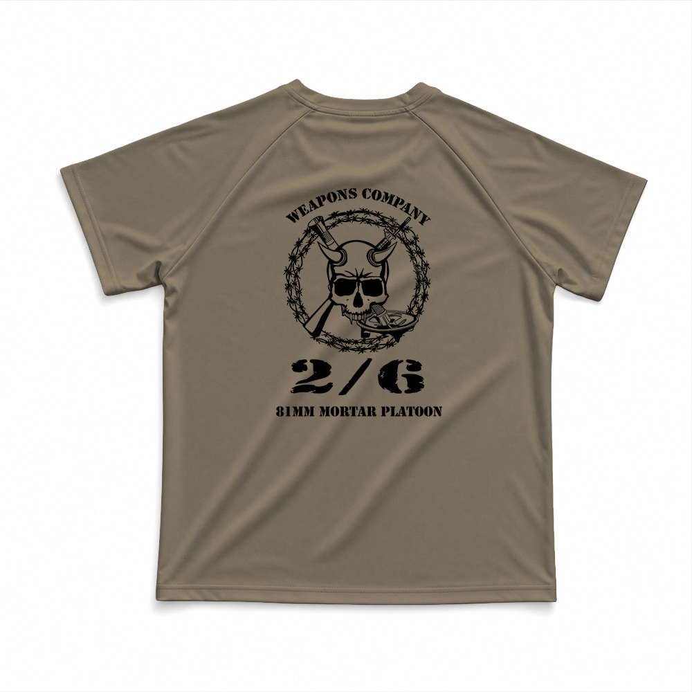2nd Battalion, 6th Marines, Weapons Company, 81mm Platoon Gen.1 MaxDri Performance Tee, Short Sleeve, Tan 499
