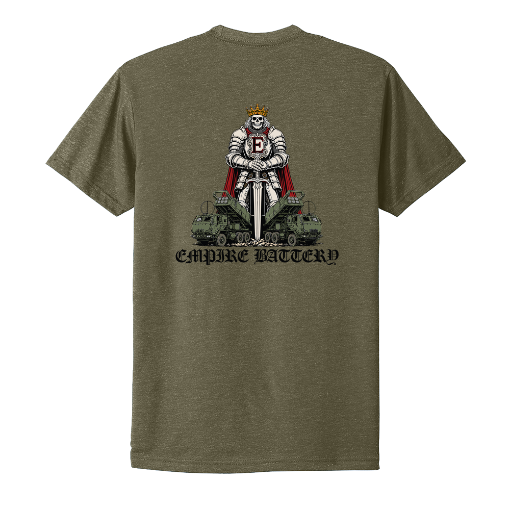 Battery E, 2nd Battalion, 10th Marines Alternate Design (Empire Battery) Unisex CVC SS Tee (6210), OD Green