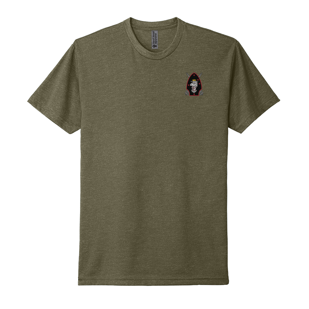 Battery E, 2nd Battalion, 10th Marines Alternate Design (Empire Battery) Unisex CVC SS Tee (6210), OD Green