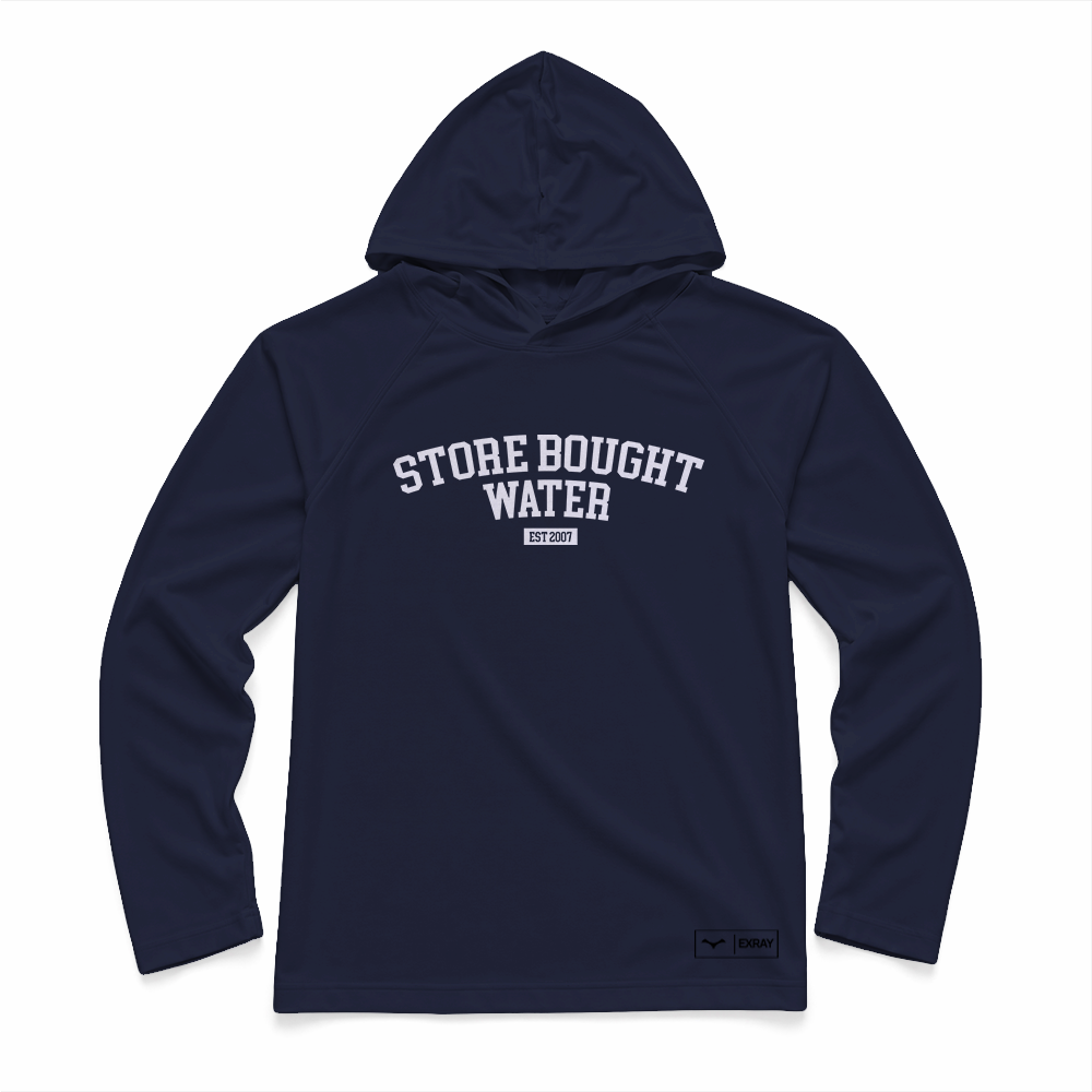 Store Bought Water Gen.1 Long Range Performance Tee, Long Sleeve, Sun Hood, Navy