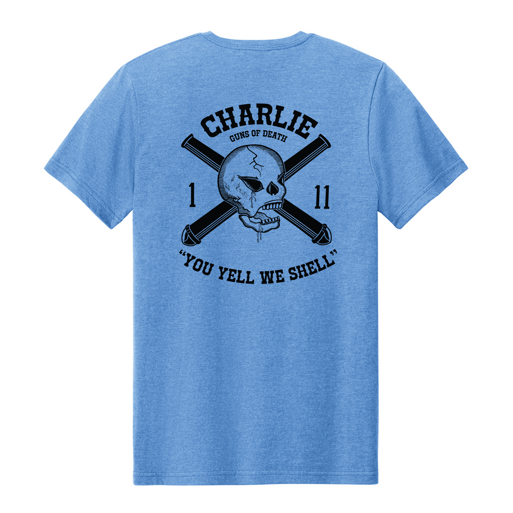 Charlie Battery, 1st Battalion, 11th Marines You Yell We Shell Softstyle CVC SS Tee (67000), Carolina Blue