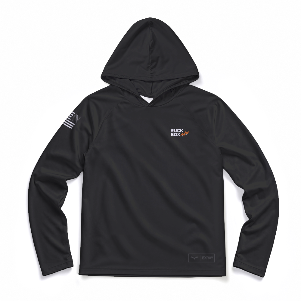 Ruck Sox Gen.1 MaxDri Performance Tee, Long Sleeve, Sun Hood, Black
