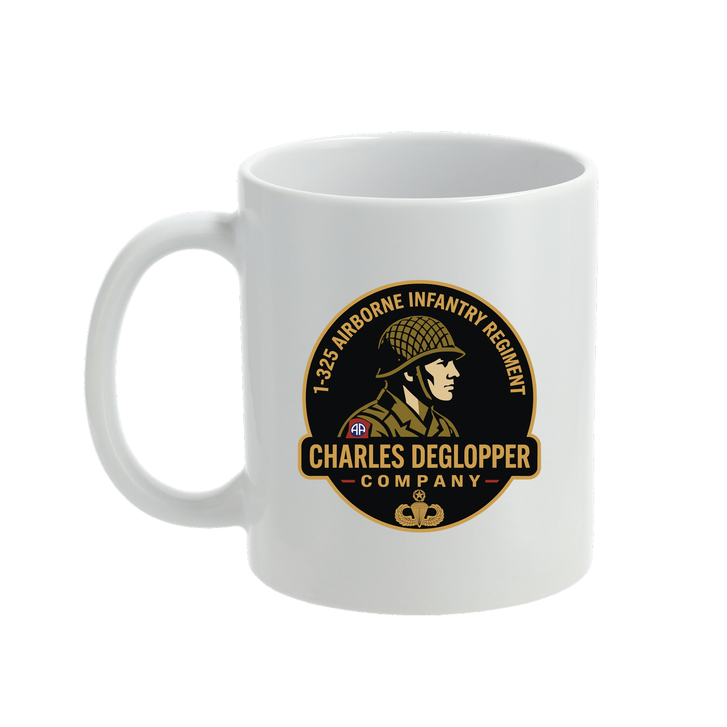 Charles Deglopper Company, 1-325 AIR Tribute (Colored) Ceramic Coffee Mug 11oz, White