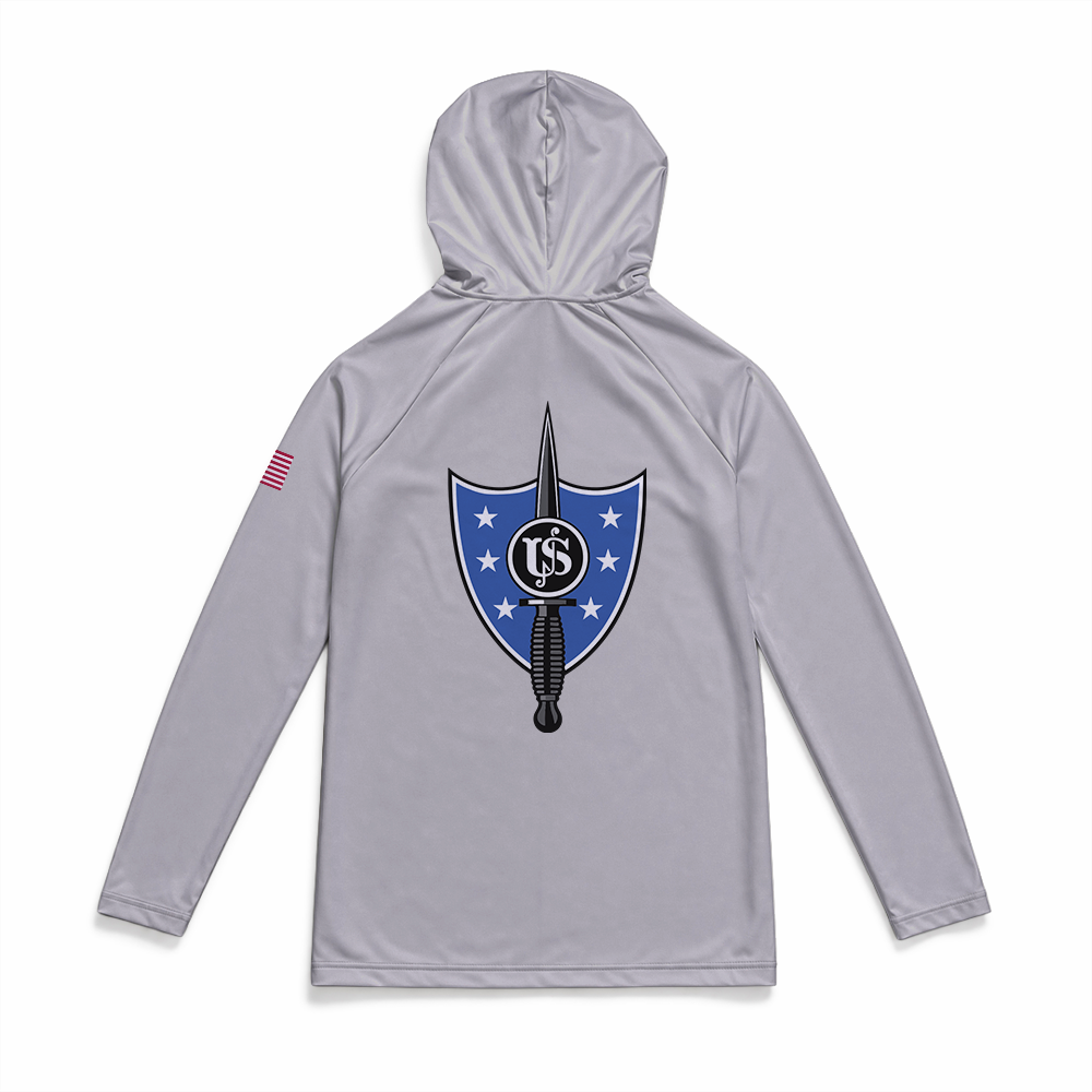 United States Secret Service - Counter Assault Team USSS CAT Gen.1 MaxDri Performance Tee, Long Sleeve, Sun Hood, Grey