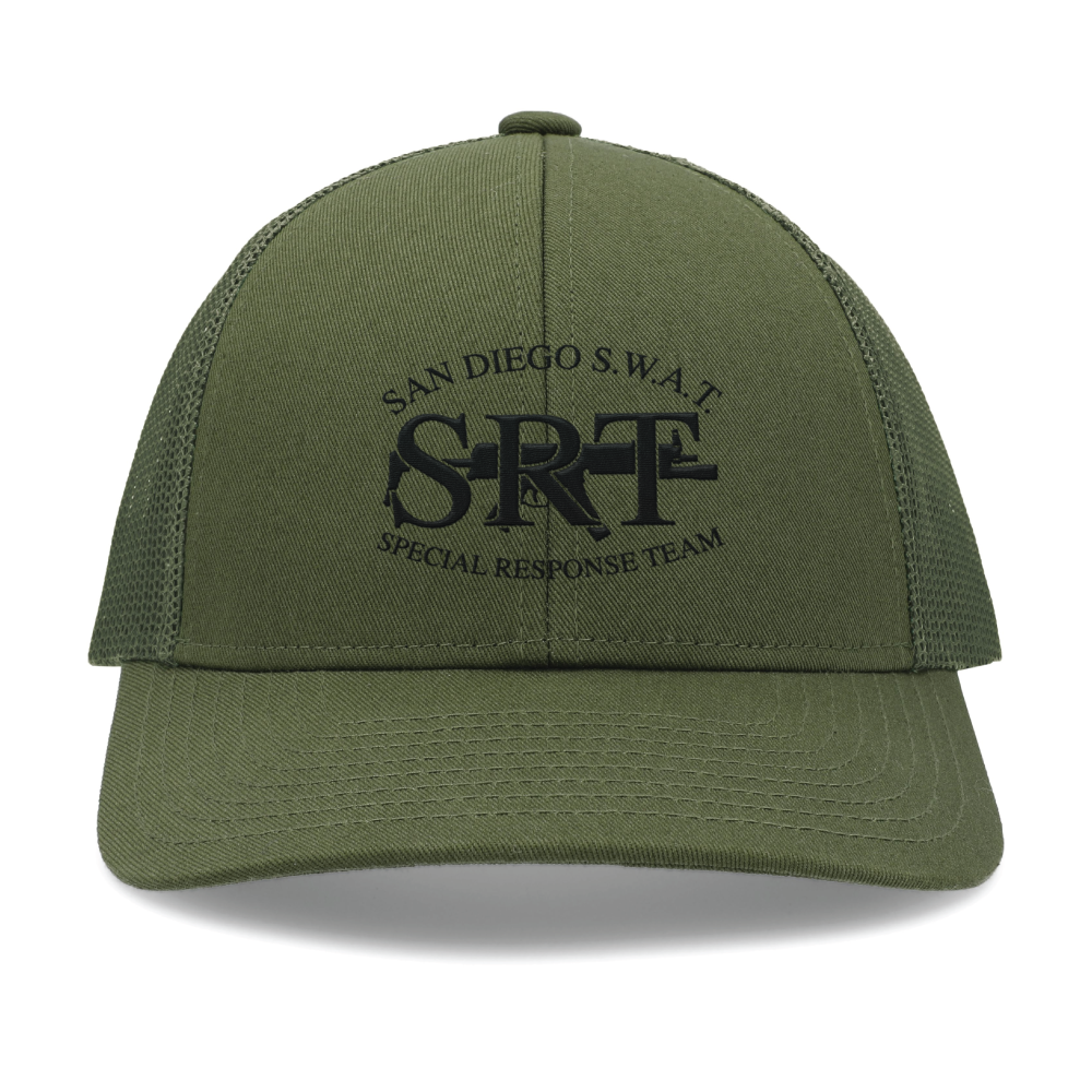 San Diego PD SWAT  Low-Profile Snapback Trucker Hat (P114), OD Green